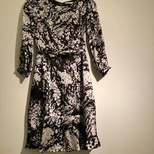 Karen Millen Monochrome Floral Long Sleeve Dress